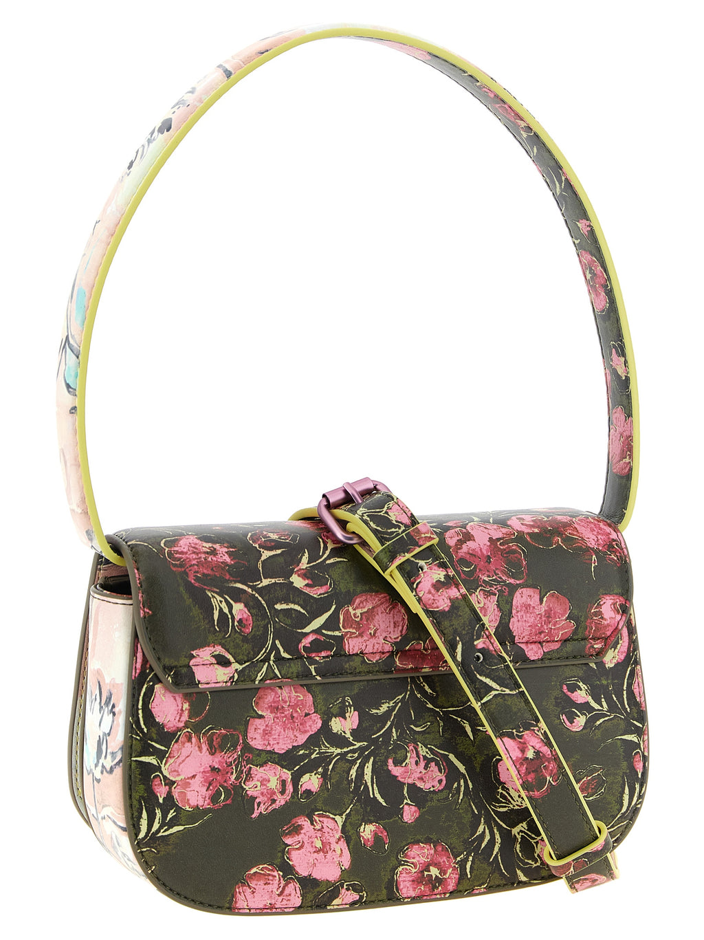 Structured Floral Print Shoulder Bag