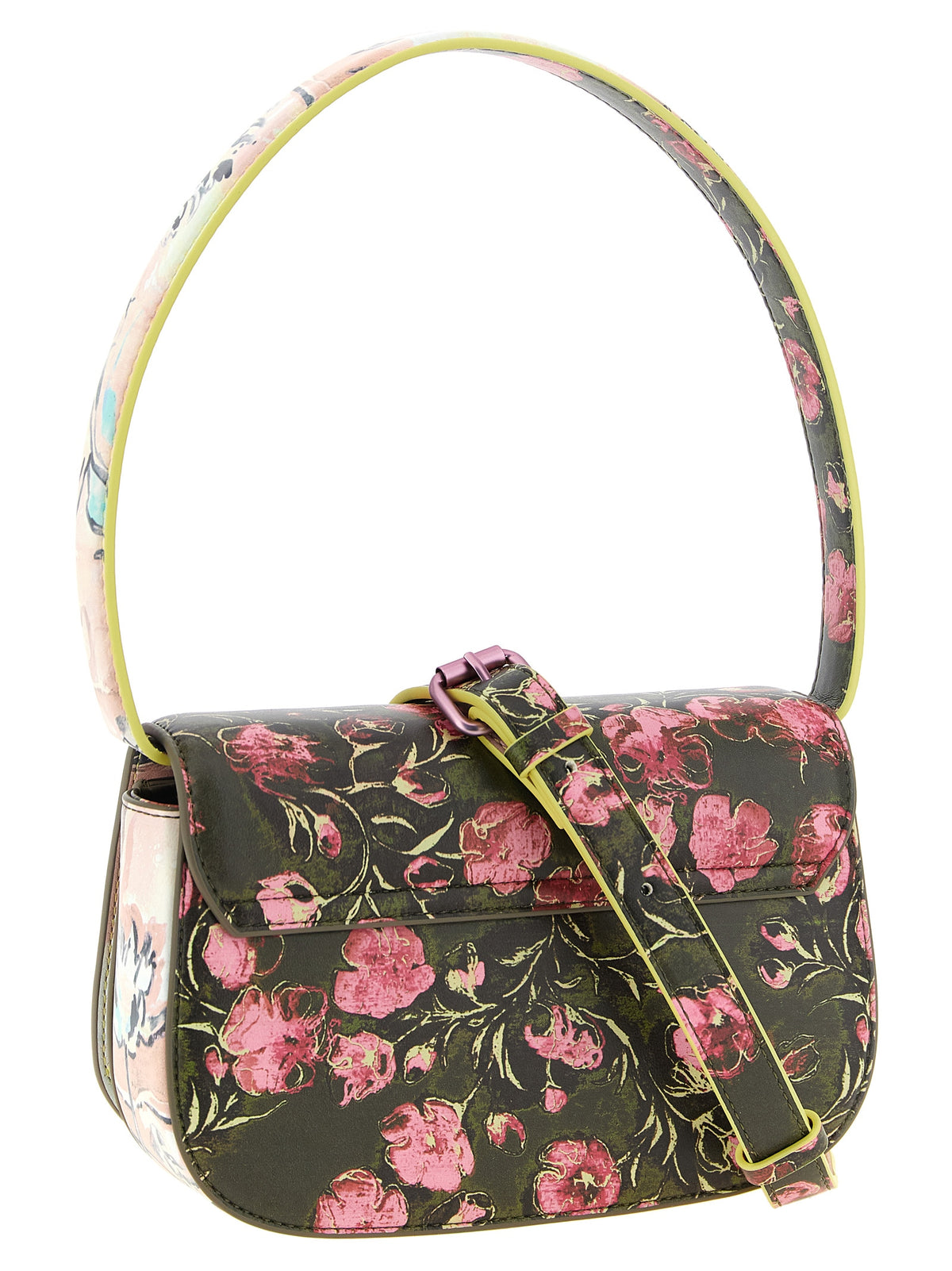 Structured Floral Print Shoulder Bag