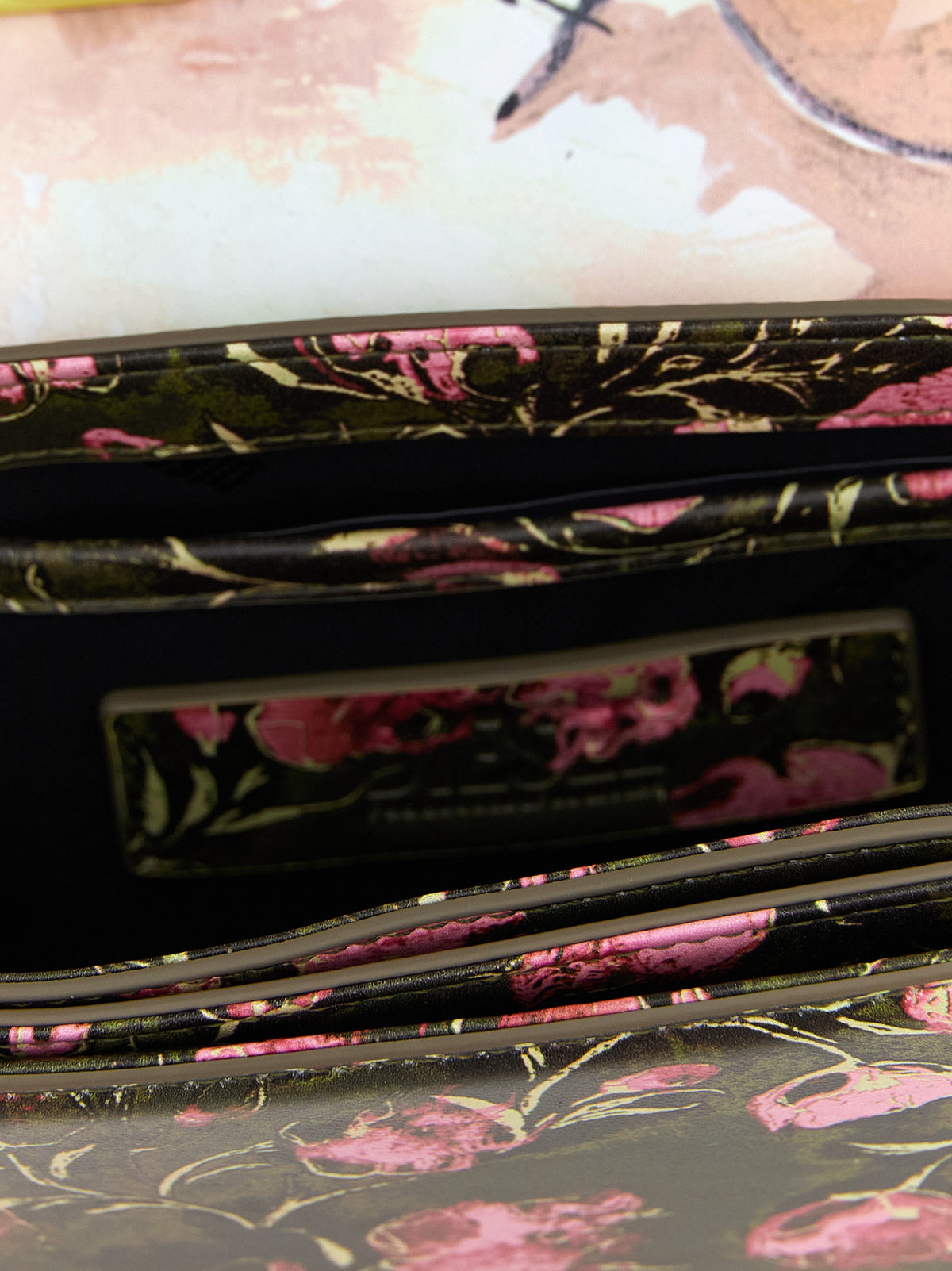 Structured Floral Print Shoulder Bag