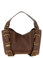 Small Structured D-One Handbag in Rich Brown Treated Leather