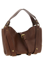 Small Structured D-One Handbag in Rich Brown Treated Leather