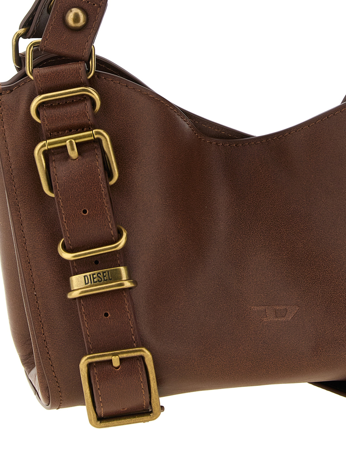 Small Structured D-One Handbag in Rich Brown Treated Leather