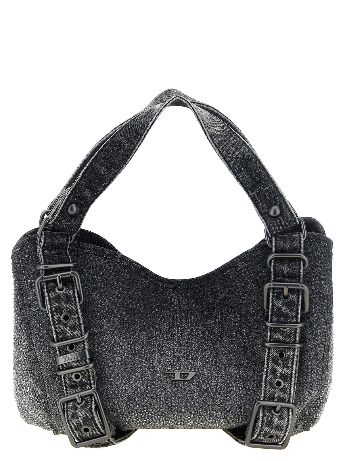 Small D-One Black Cotton Denim Handbag