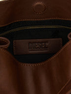 Small Structured D-One Handbag in Rich Brown Treated Leather