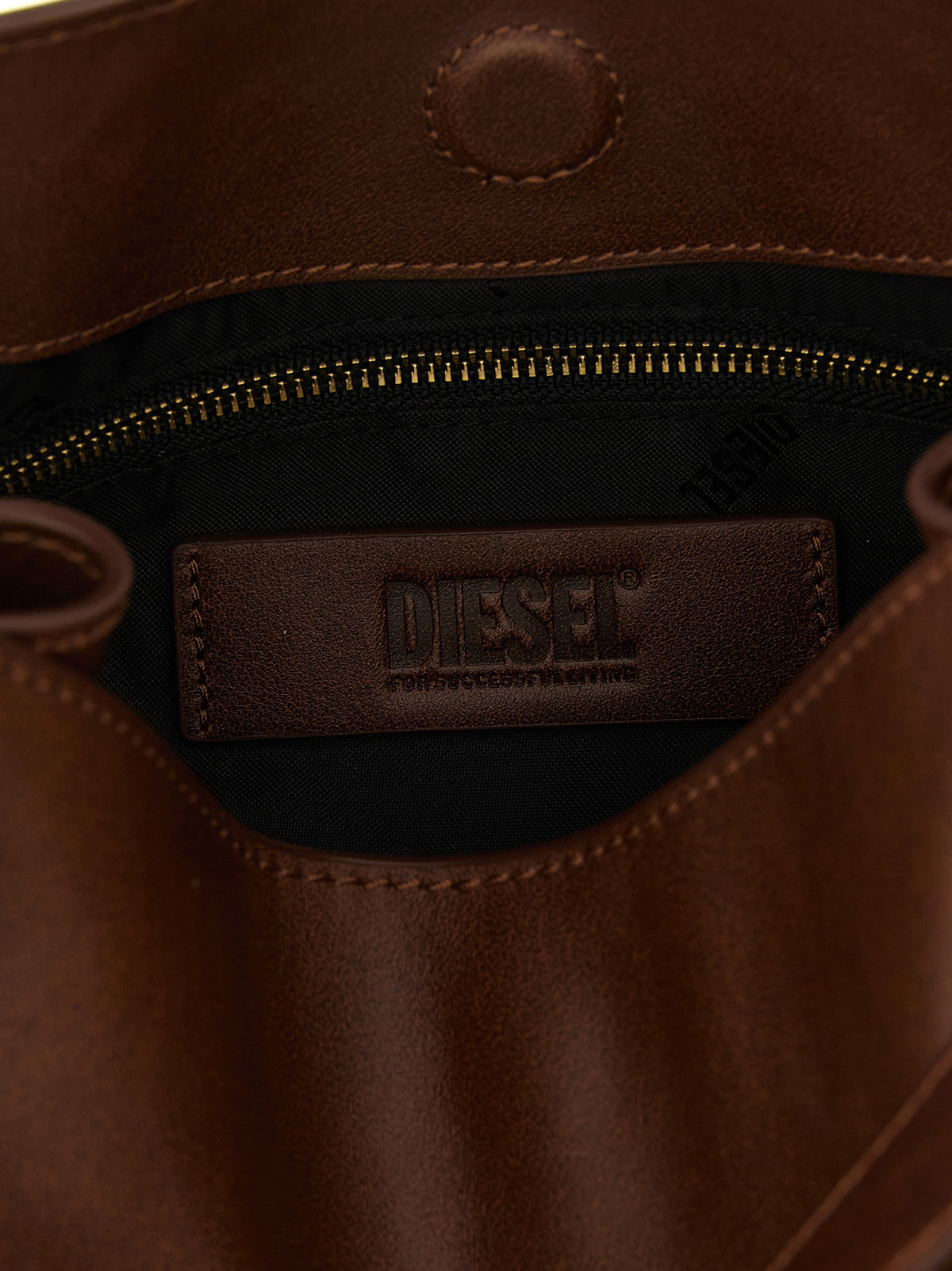 Small Structured D-One Handbag in Rich Brown Treated Leather