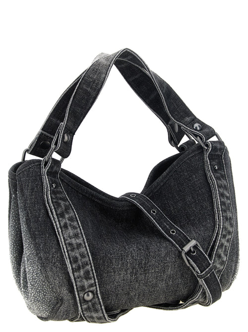 Small D-One Black Cotton Denim Handbag