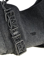 Small D-One Black Cotton Denim Handbag