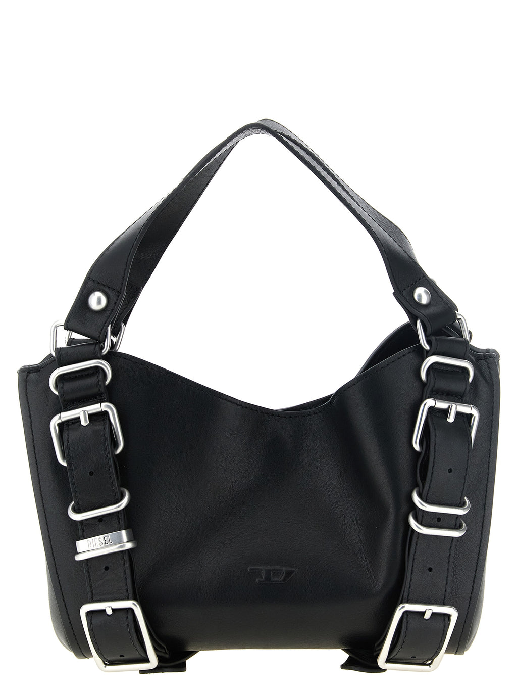 Small Black Treated Cowhide D-One Handbag