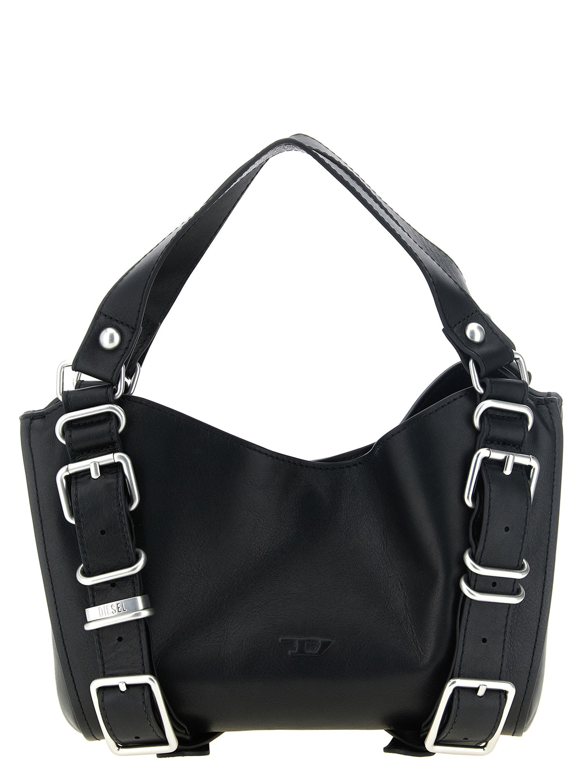 Small Black Treated Cowhide D-One Handbag