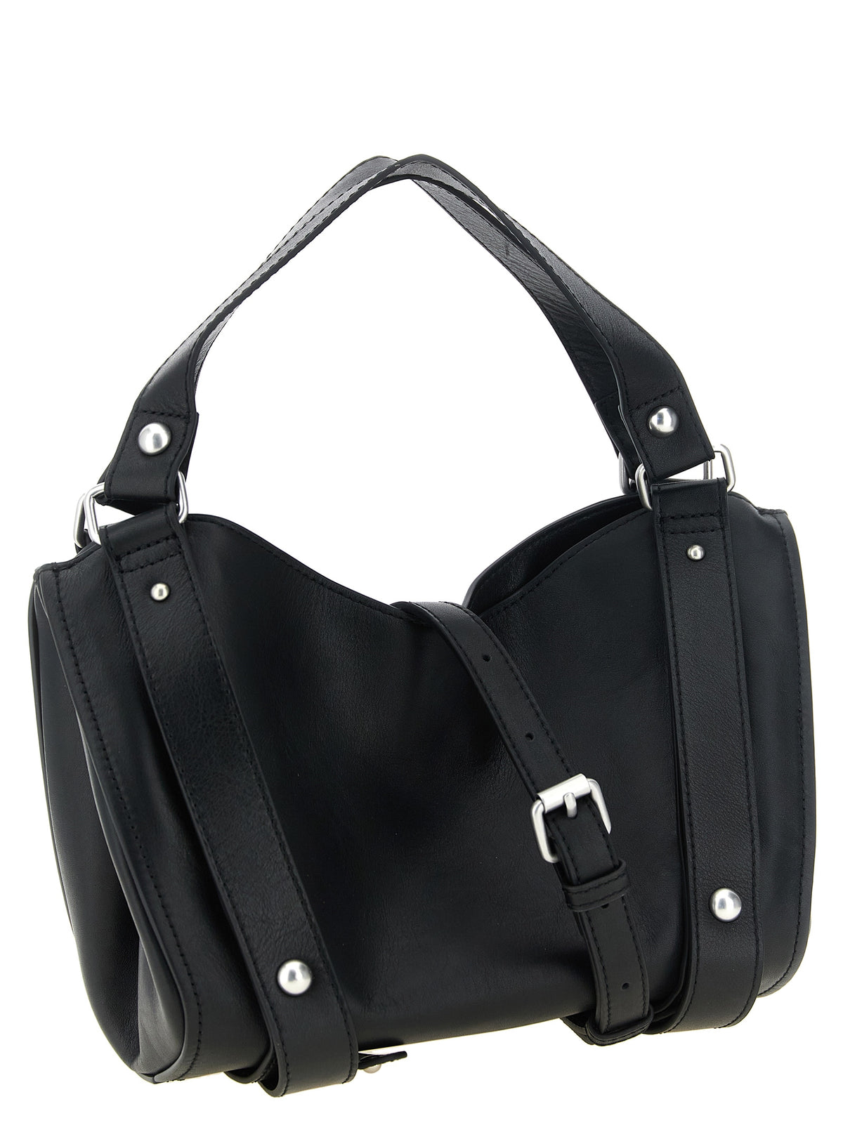 Small Black Treated Cowhide D-One Handbag