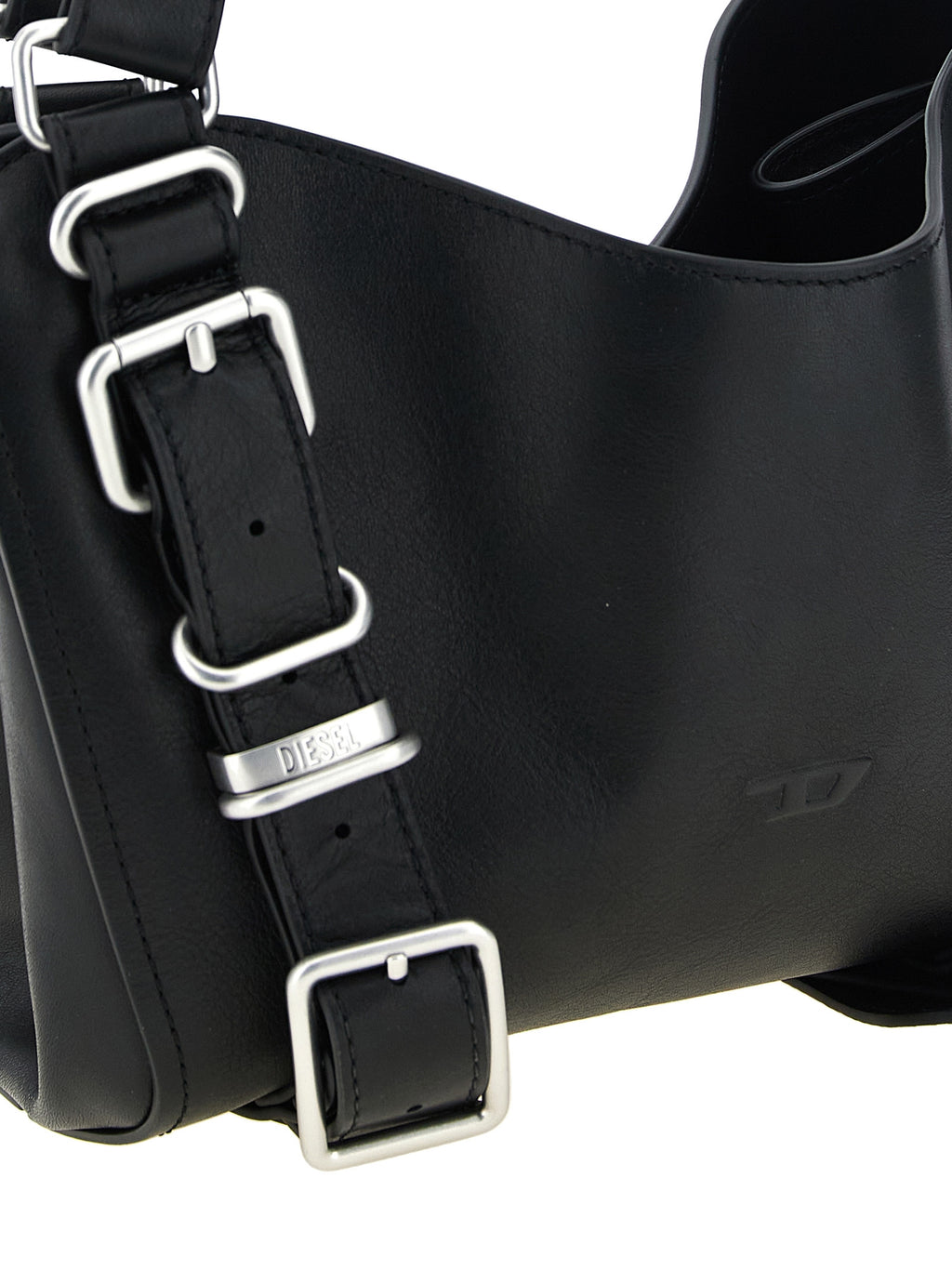 Small Black Treated Cowhide D-One Handbag