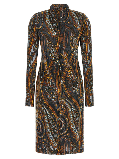 Paisley Print Jacquard Chenille Short Dress