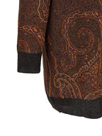 Brown Viscose Long Paisley Cardigan