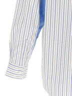 Multicolor Cotton Blouse With Vertical Stripe Pattern And Solid Color Inserts
