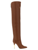 Brown Calfskin Deboot Over-The-Knee Boots