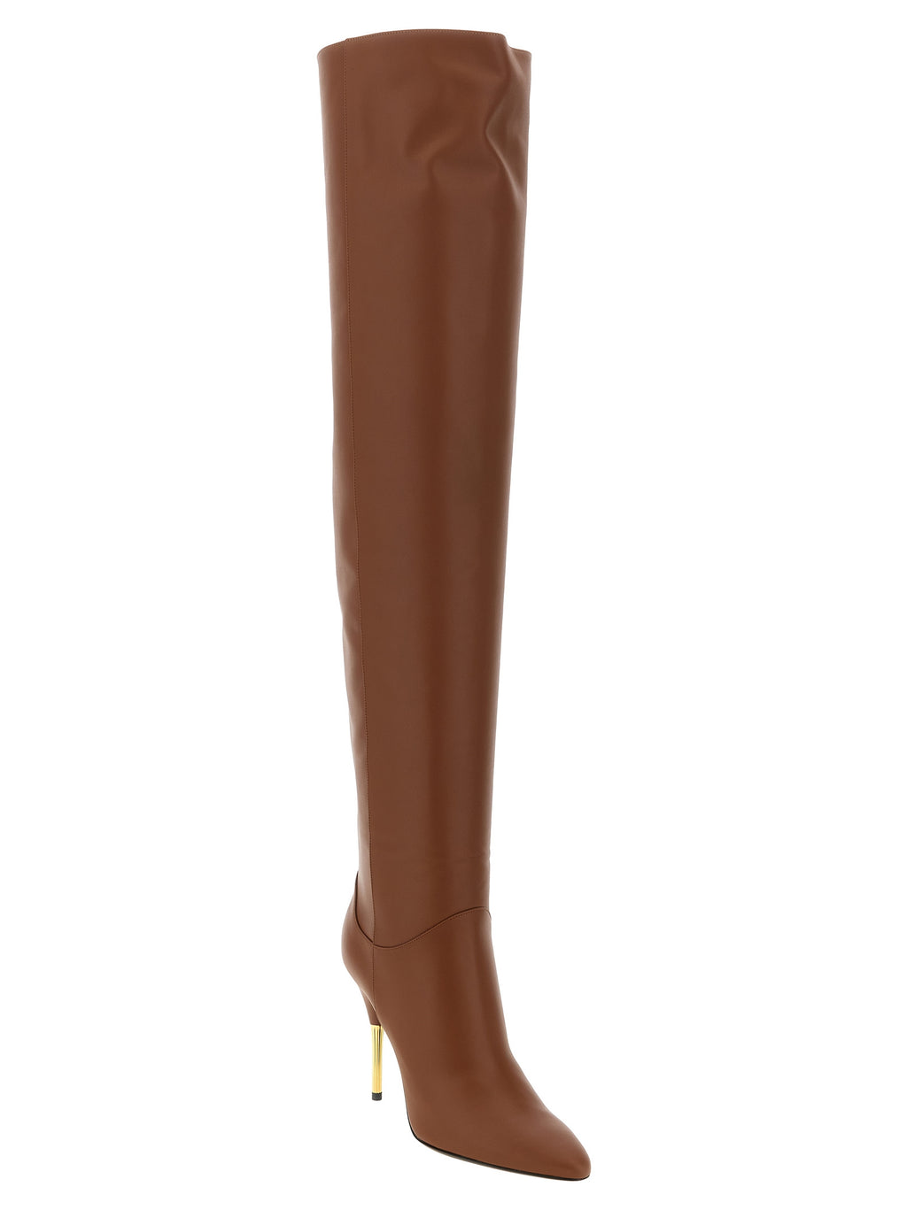 Brown Calfskin Deboot Over-The-Knee Boots