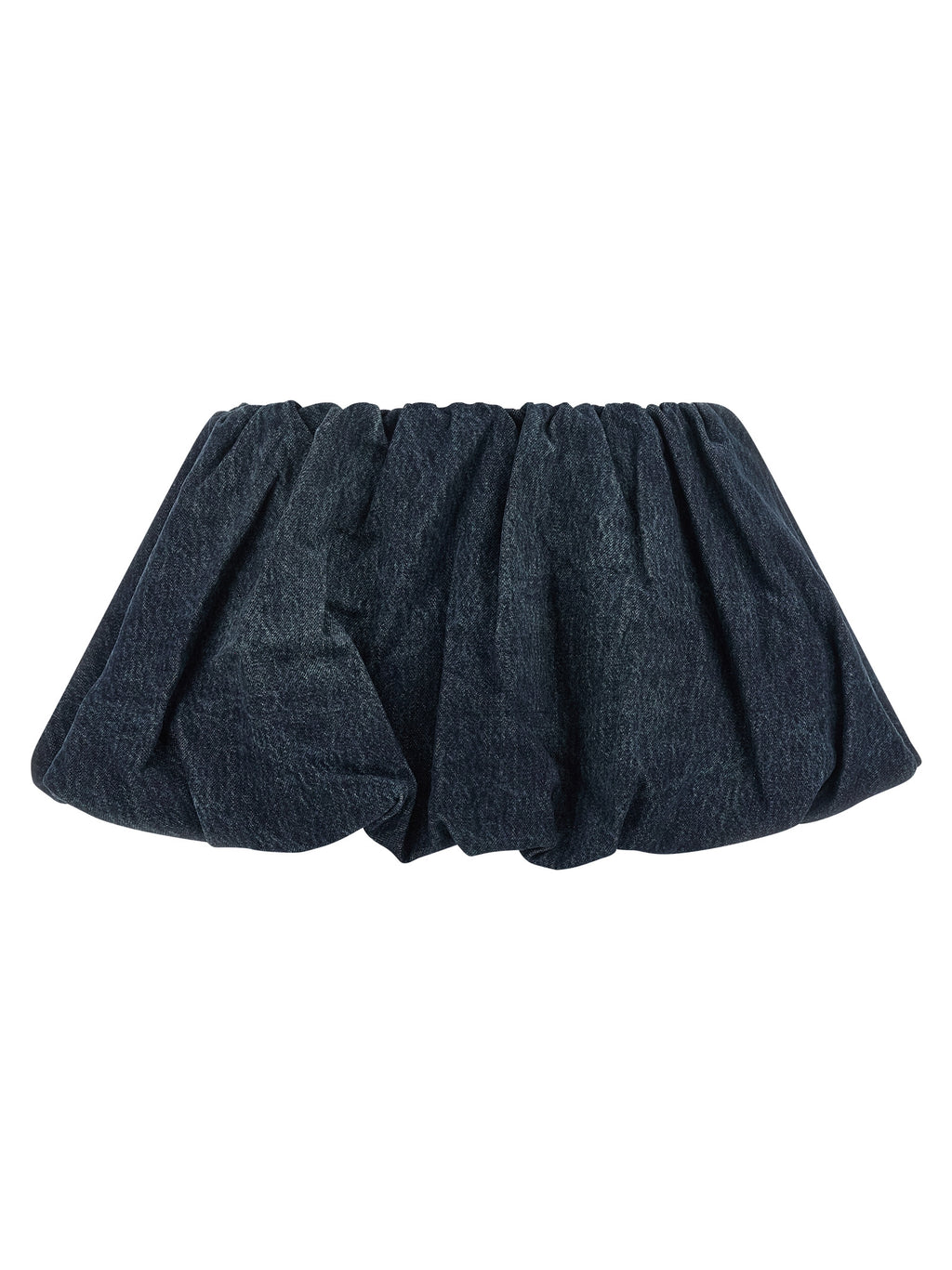 Balloon Silhouette Mini Skirt in Dark Wash Denim