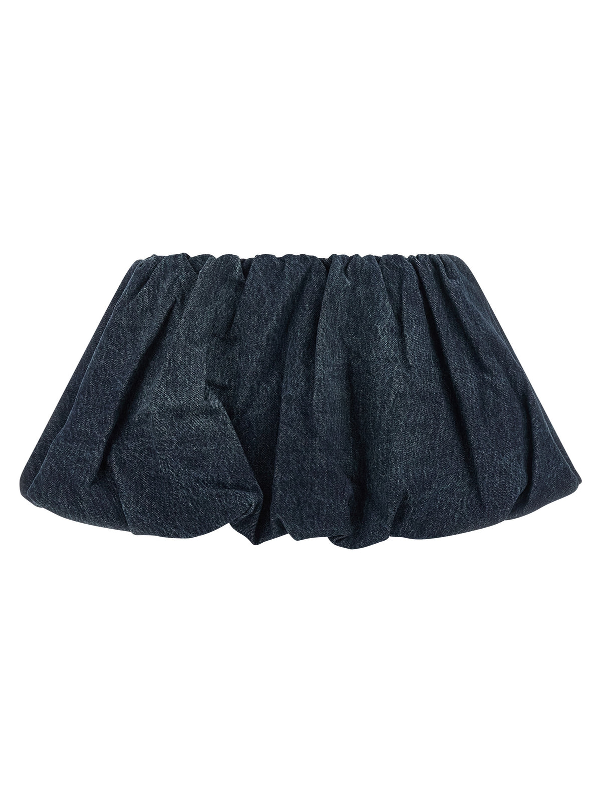 Balloon Silhouette Mini Skirt in Dark Wash Denim