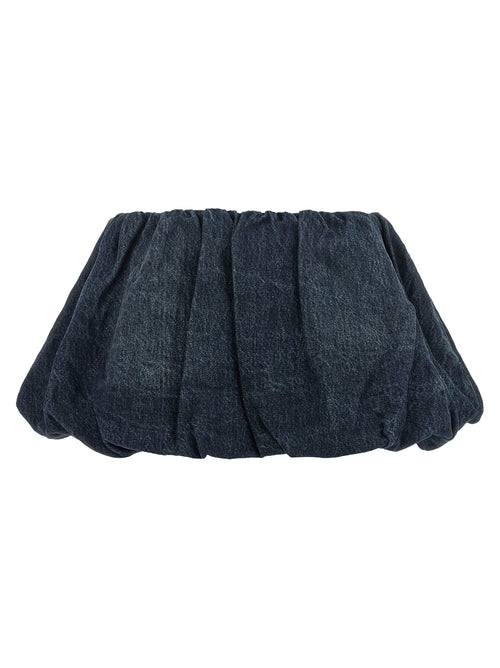 Balloon Silhouette Mini Skirt in Dark Wash Denim