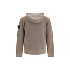 Beige Cashmere Hooded Zip-Up Sweater