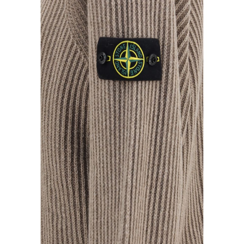 Beige Cashmere Hooded Zip-Up Sweater
