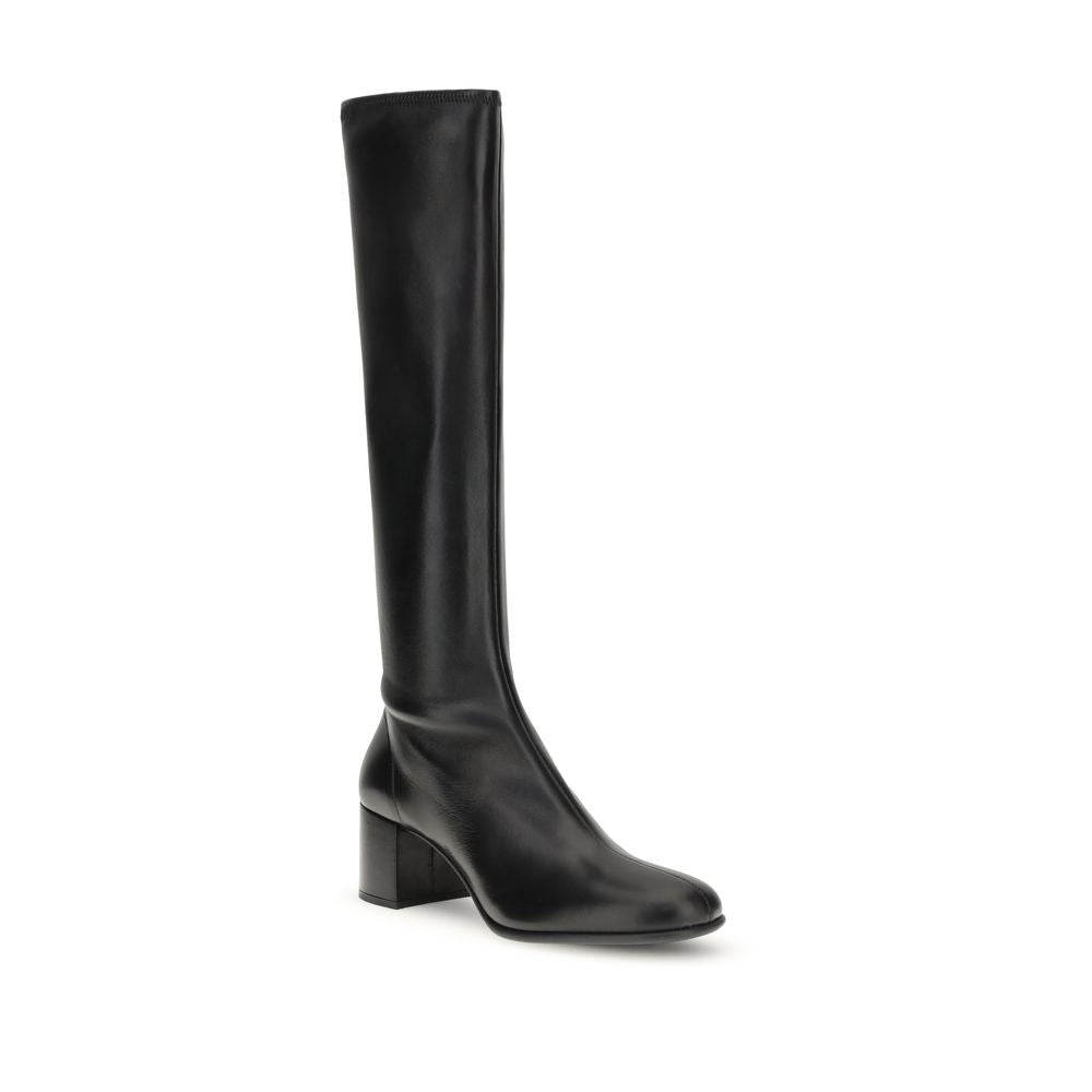 Black Lamb Leather Ankle Boots