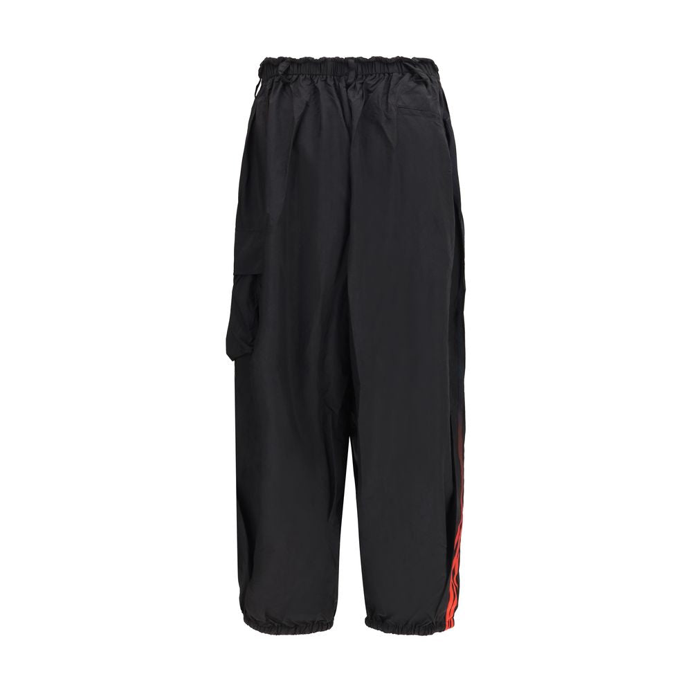 Black Polyamide Wide‑Leg Cargo Pants