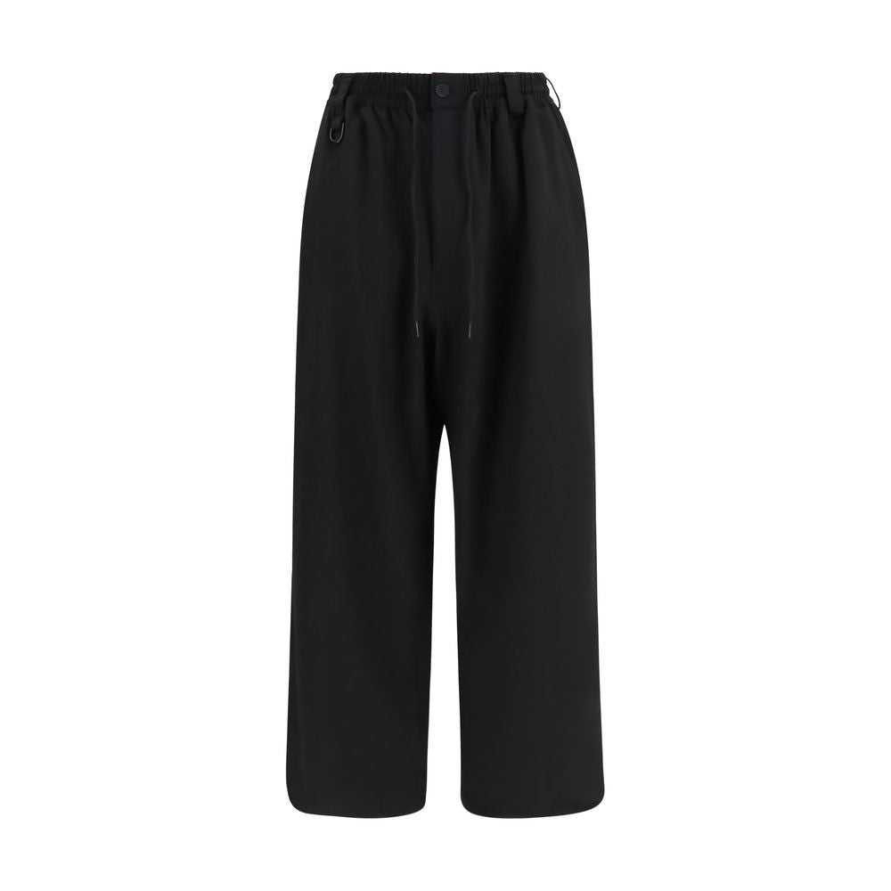 Black Wool Straight-Leg Pants