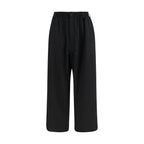 Black Wool Straight-Leg Pants