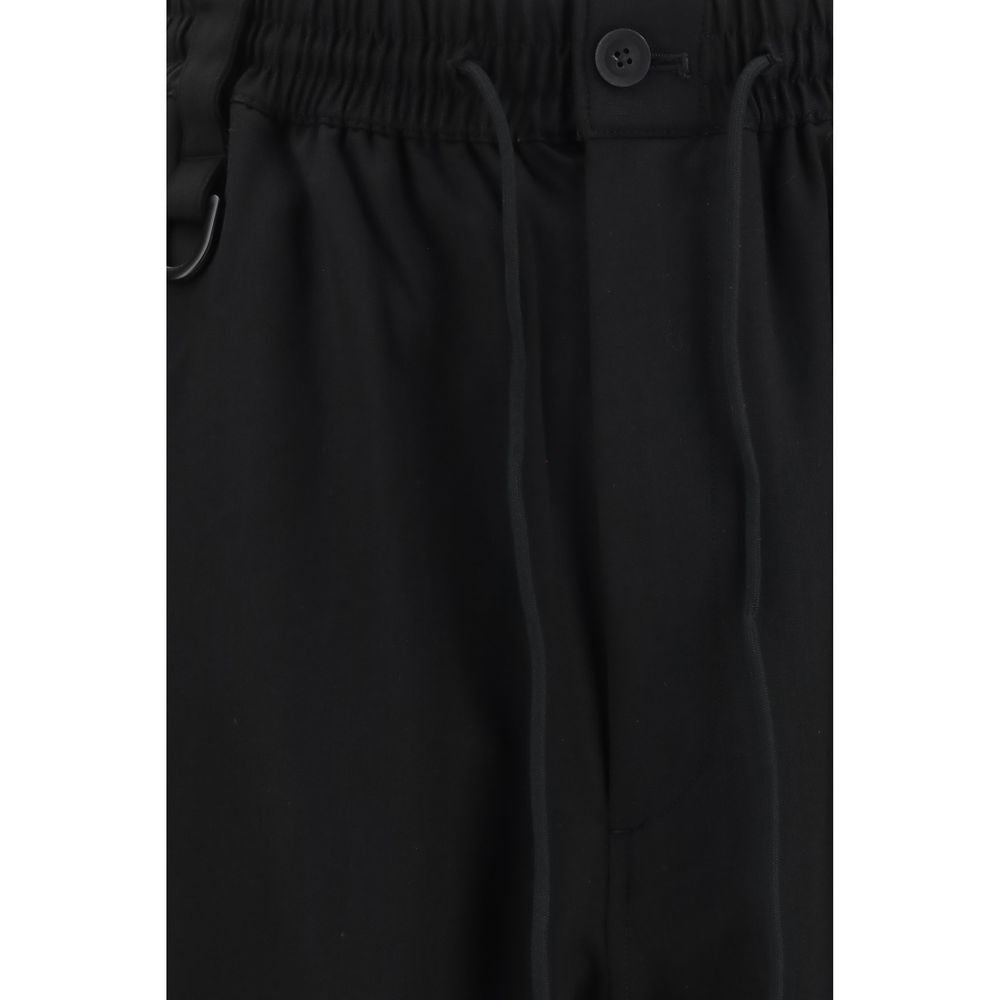 Black Wool Straight-Leg Pants