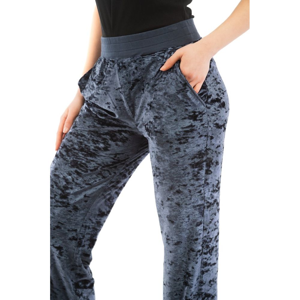 Blue Polyester-Blend Tailored Pants
