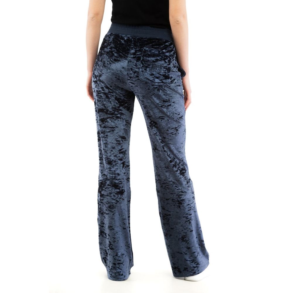 Blue Polyester-Blend Tailored Pants