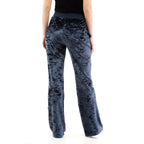 Blue Polyester-Blend Tailored Pants