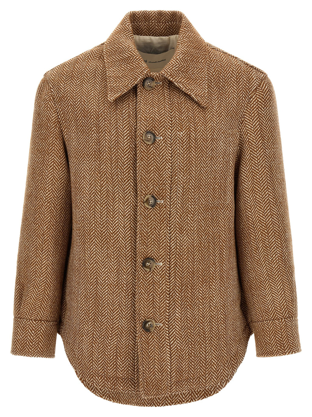 Brown Virgin Wool Overshirt Jacket