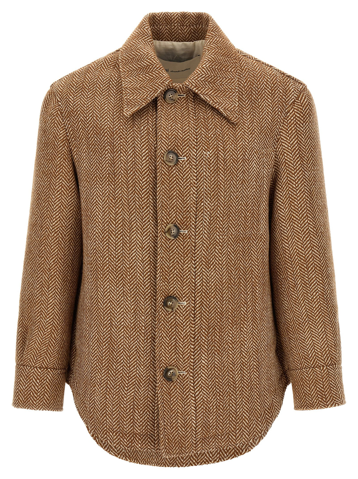 Brown Virgin Wool Overshirt Jacket