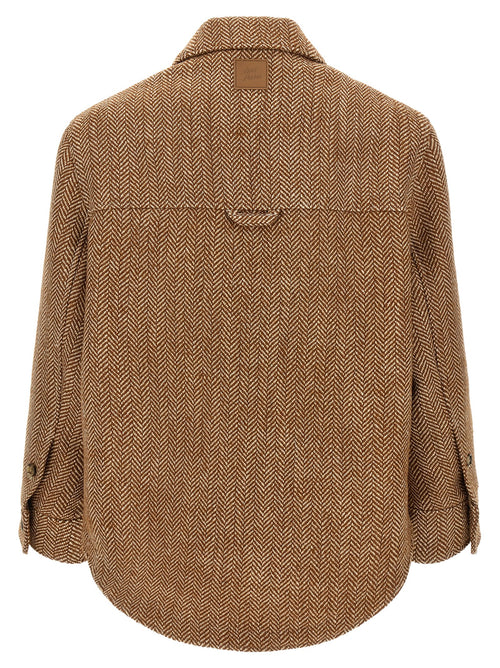 Brown Virgin Wool Overshirt Jacket