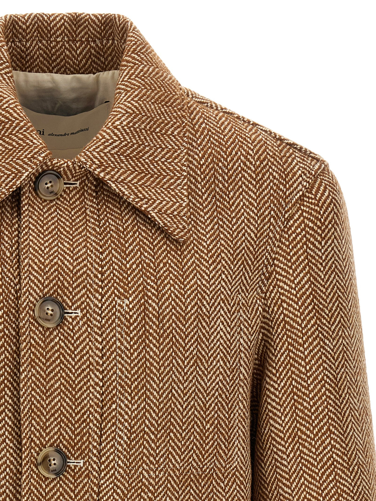 Brown Virgin Wool Overshirt Jacket