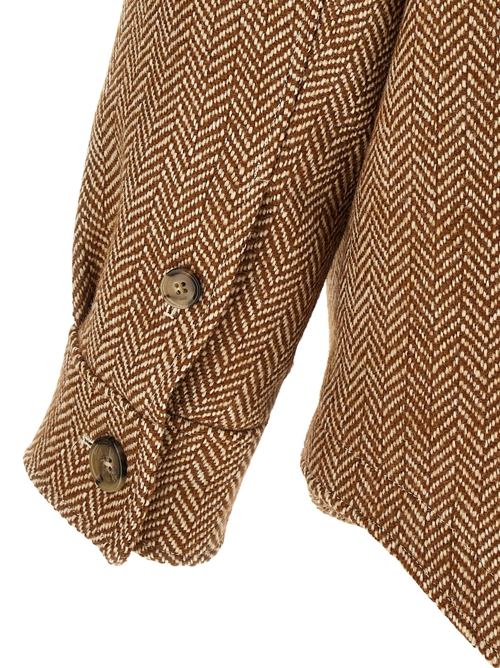 Brown Virgin Wool Overshirt Jacket