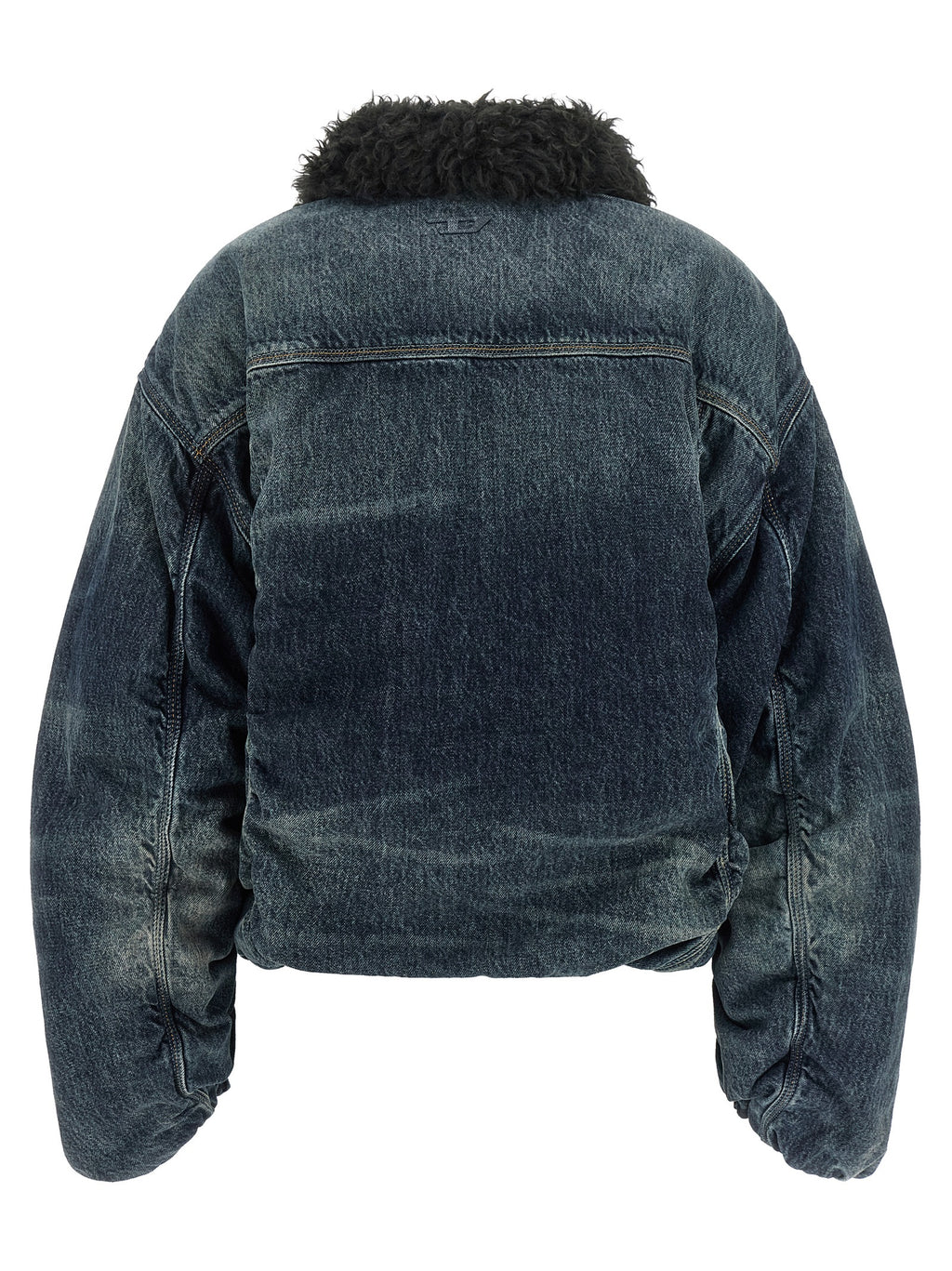 Oversized Blue Cotton Cropped Bomber Jacket