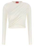 T‑Asay‑Pl White Cotton Long Sleeve Top