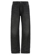 Gray Cotton Straight-Leg Jeans