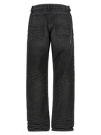 Gray Cotton Straight-Leg Jeans