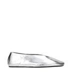 Silver Leather Ballet Flats