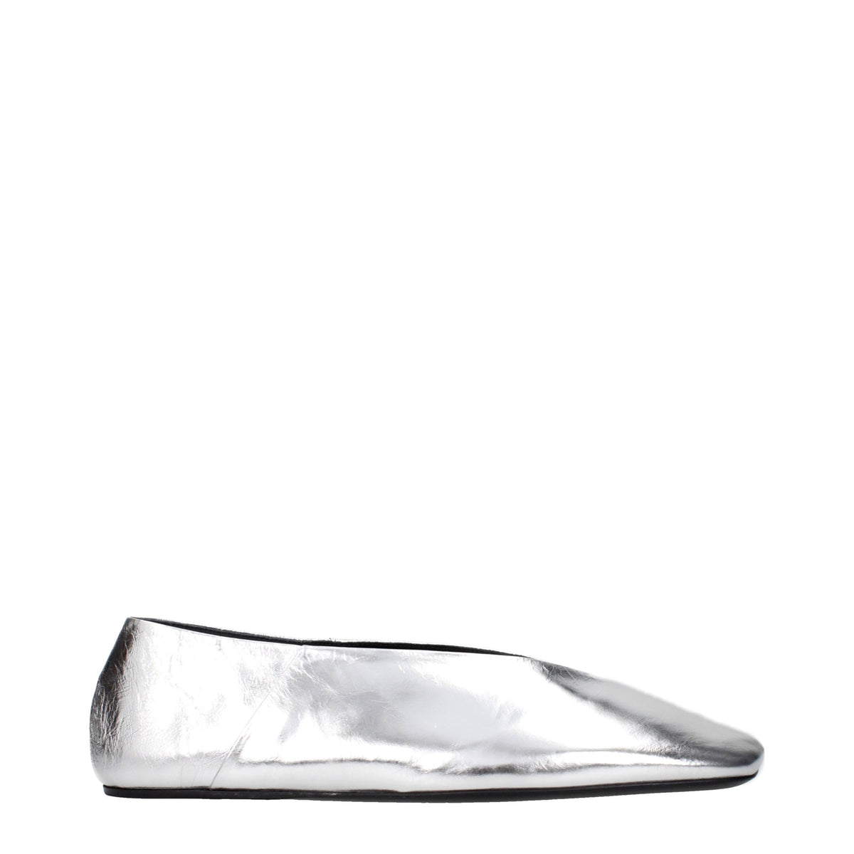 Silver Leather Ballet Flats