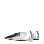 Silver Leather Ballet Flats