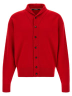 Red Merino Wool & Cashmere Blend Le Cardigan Pelota