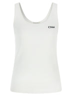 White Ribbed Cotton Tank Top