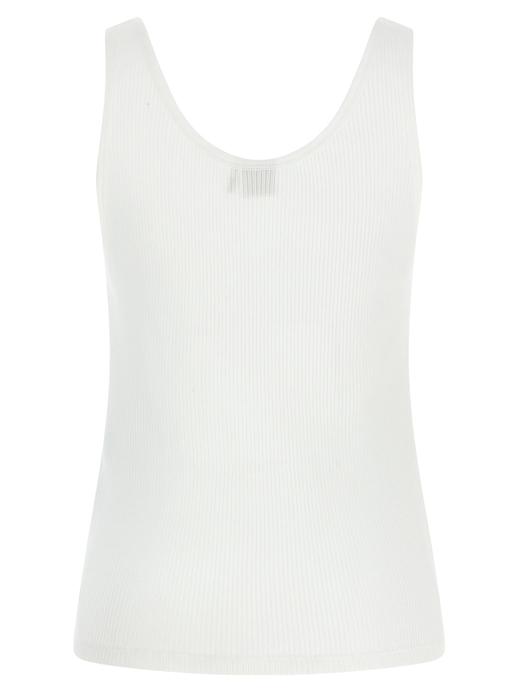White Ribbed Cotton Tank Top