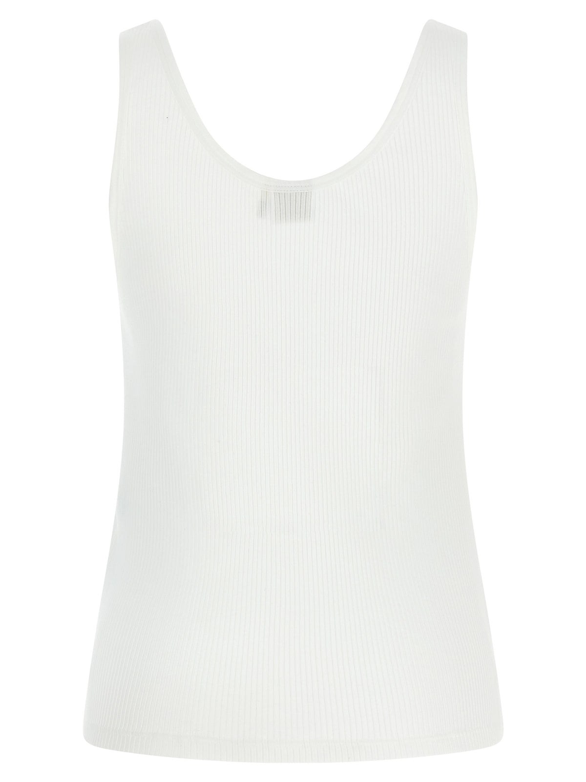 White Ribbed Cotton Tank Top