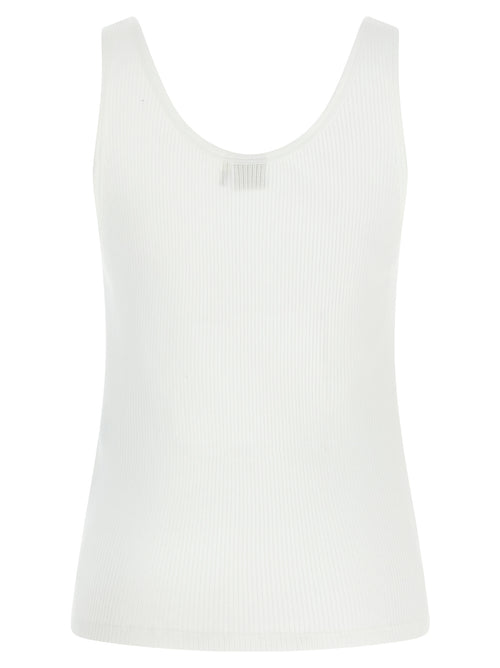 White Ribbed Cotton Tank Top